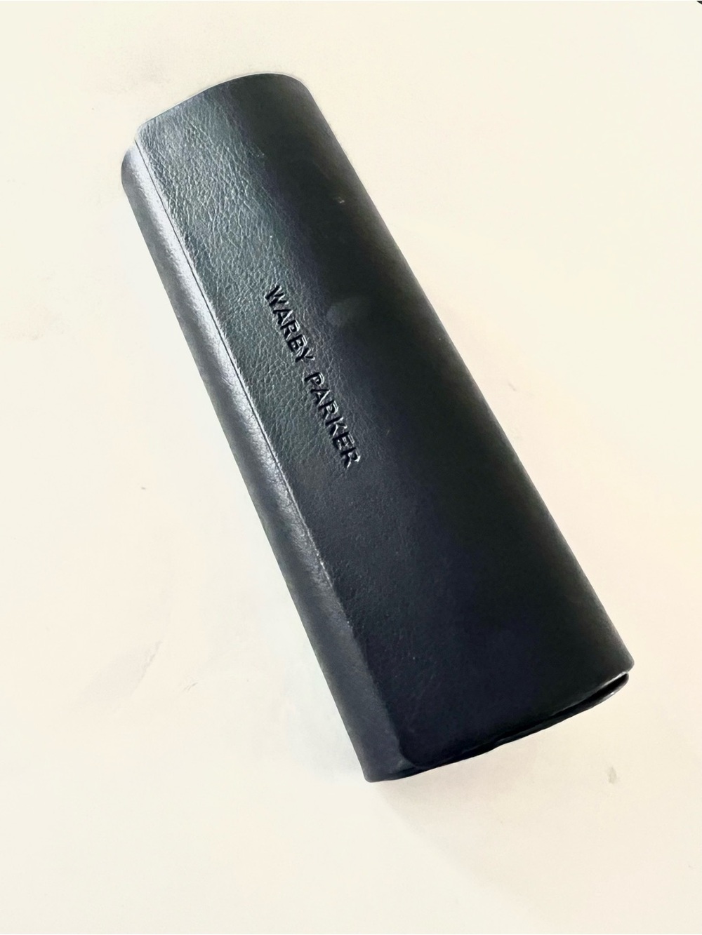 Warby Parker Very Dark Navy Blue Hard Clamshell Eyeglass Case “Nice To See You”
